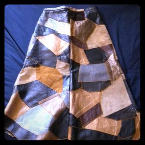 Patchwork leather skirt